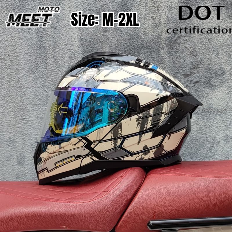 Dual Visor Motorcycle Racing Helmet - خوذة دراجات نارية كاملة للوجه، مناسبة