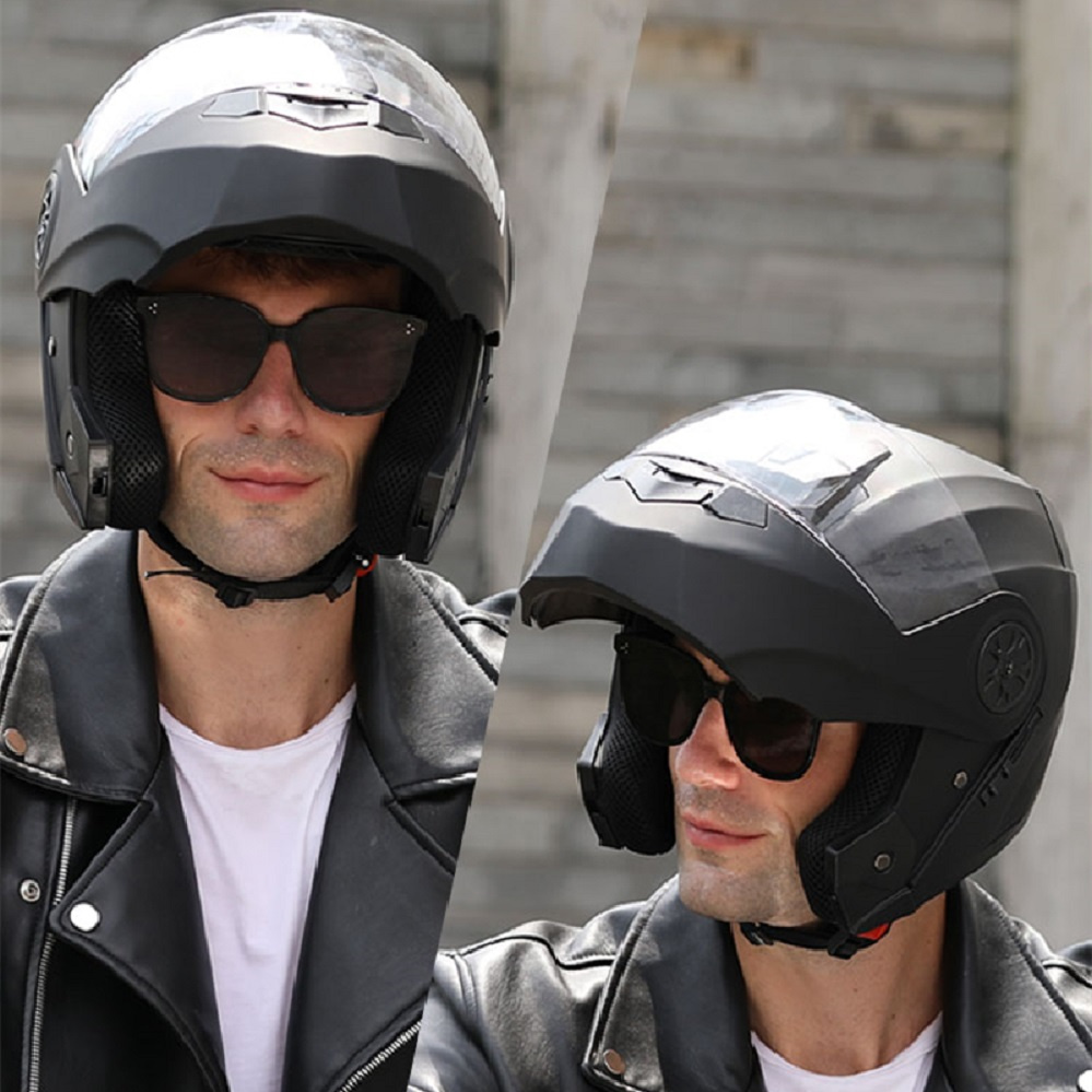 خوذة دراجة نارية بعدسة مزدوجة  - مراجعة Modular Flip Up Motorcycle Helmet Dot Approved وسعره