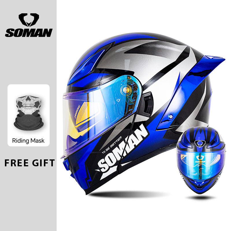SOMAN وحدات خوذة الوجه كامل ال - مراجعة Dual Visor Motorcycle Racing Helmet وسعره