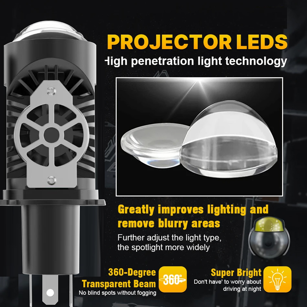 H4 العارض عدسة LED سيارة المصا - مراجعة Universal Motorcycle Led Headlight Projector وسعره